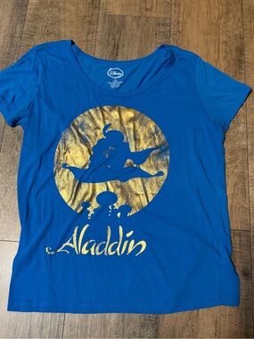Disney Royal Blue Aladdin Tee with Metallic Gold Graphic